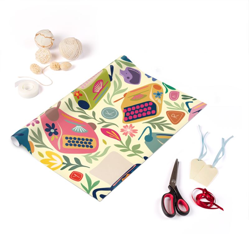 Vibrant Folk Style Typewriter Pattern ZenTypewriters