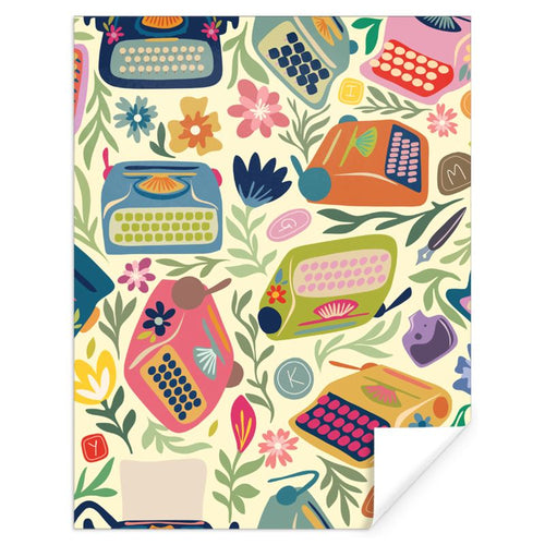 Vibrant Folk Style Typewriter Pattern