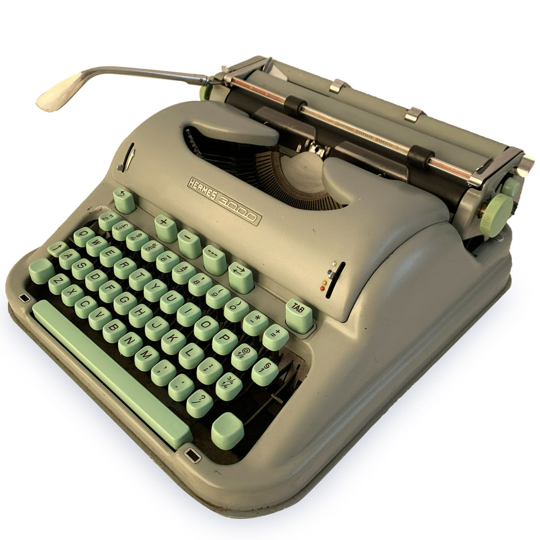 Sea Foam Hermes 3000 Typewriter - Cursive/Script Font – ZenTypewriters